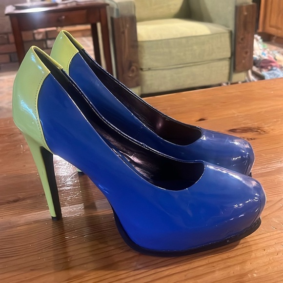Simply Vera Vera Wang | Cobalt Blue Lime Green Platform Pump Heels 8.5 - Picture 1 of 10
